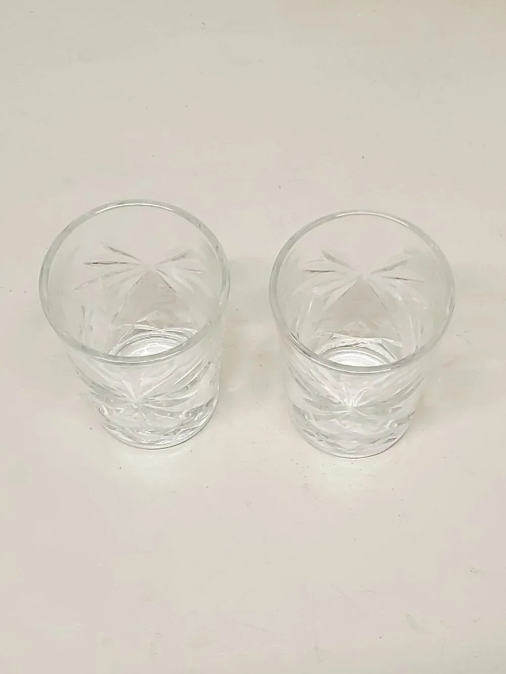 Vintage Flat Tumbler Prescut Clear Set of Two Drinking Glasses by Anchor Hocking